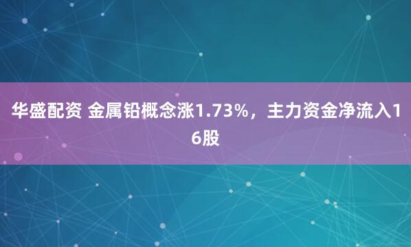 华盛配资 金属铅概念涨1.73%，主力资金净流入16股